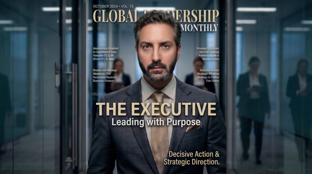 Ali Shafi featured on the cover of Global Leadership Monthly magazine as The Executive Leading with Purpose