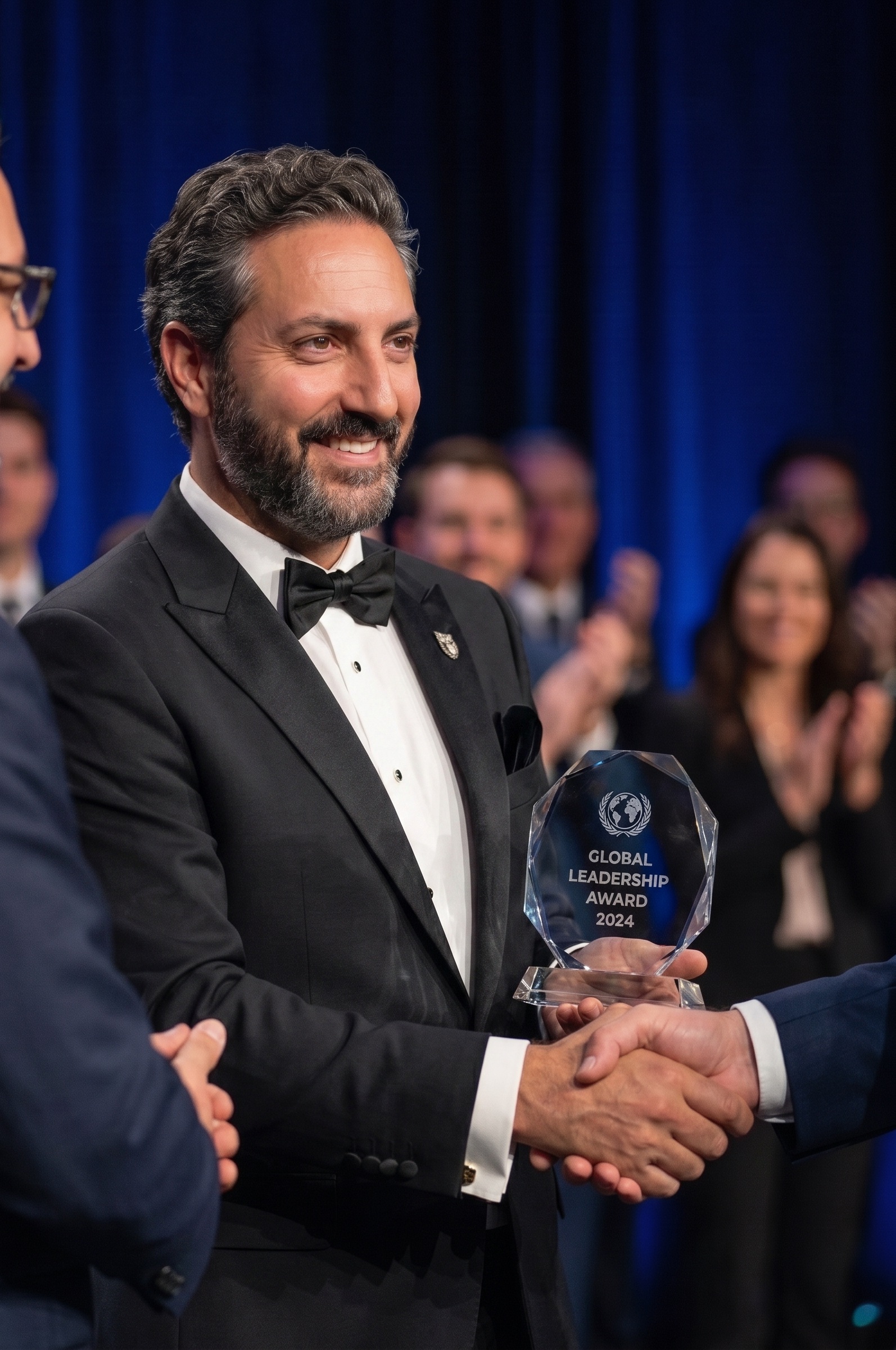 Ali Shafi receiving the Global Leadership Award for exceptional contributions to enterprise strategy, corporate governance, and cross-border commercial execution.