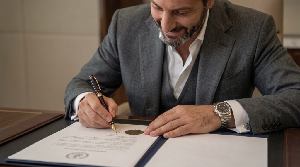 Ali Shafi signing a strategic Memorandum of Understanding (MOU) with a key anchor investor in the Middle East